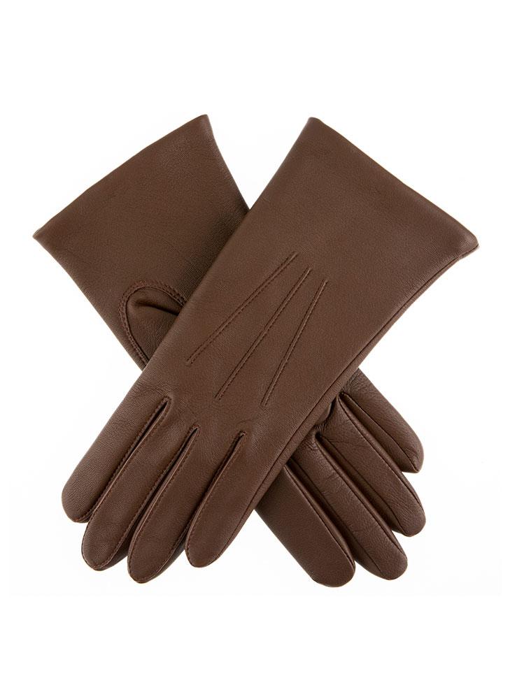 Women's Three-Point Lined Leather Gloves
