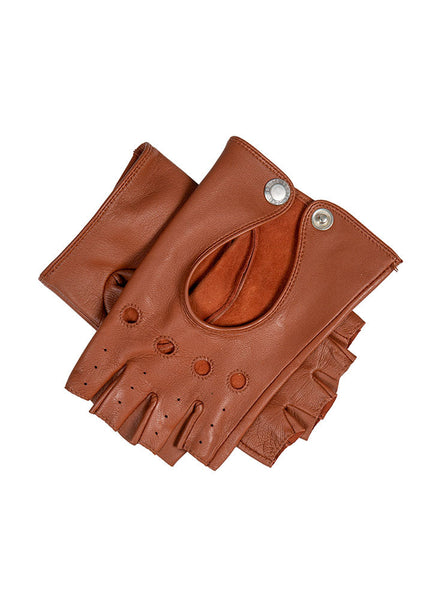 Women’s Fingerless Leather Driving Gloves, Berry / L