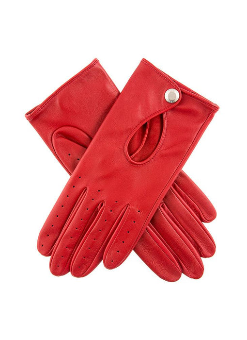 Women's Lined Leather Driving Gloves Berry