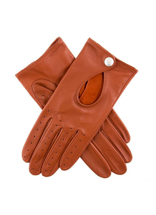 Women's Lined Leather Driving Gloves Cognac