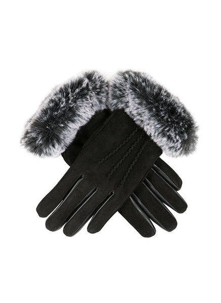 小物 fur docking leather glove fur docking leather glove